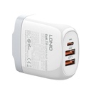 GaN punjač LDNIO A3511Q, 2x USB + USB-C, 65W (bijeli)