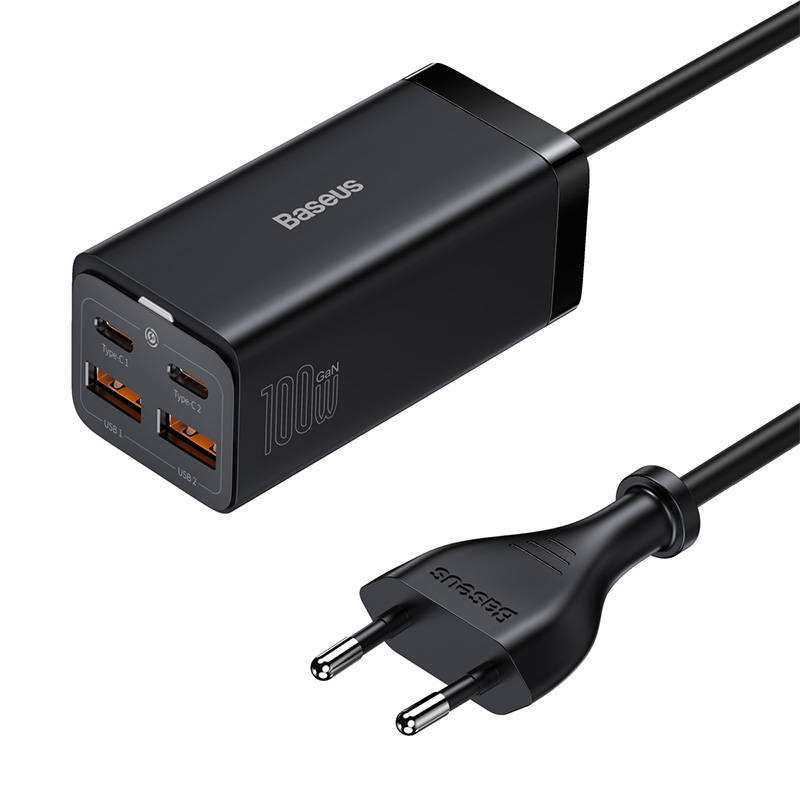 Baseus GaN3 Pro zidni punjač 2xUSB-C + 2xUSB, 100W (crni)