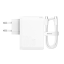 Zidni punjač Baseus GaN5 Pro USB-C + USB, 100W + 1m kabel (bijeli)