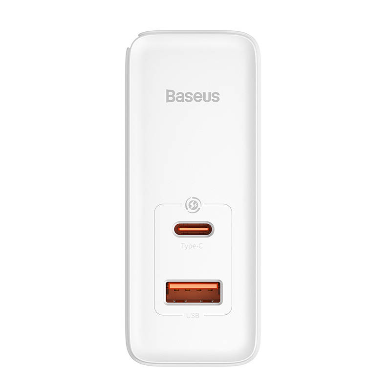 Zidni punjač Baseus GaN5 Pro USB-C + USB, 100W + 1m kabel (bijeli)