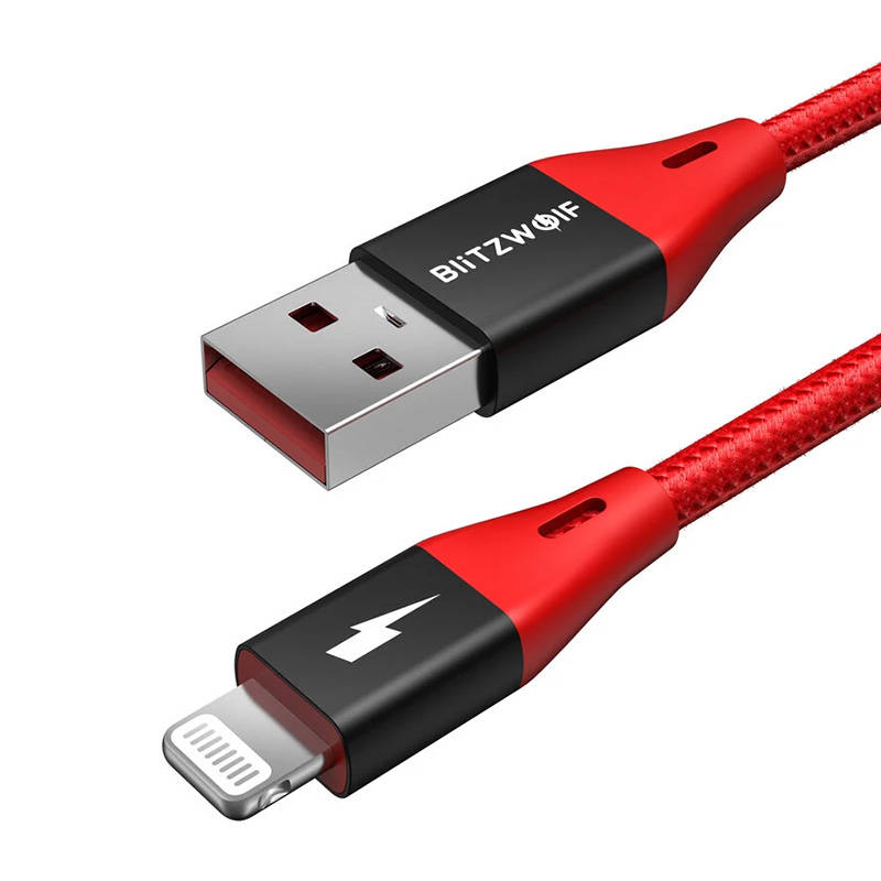 USB kabel za Lightning BlitzWolf MF-10 Pro, MFI, 20W, 1.8m (crveni)