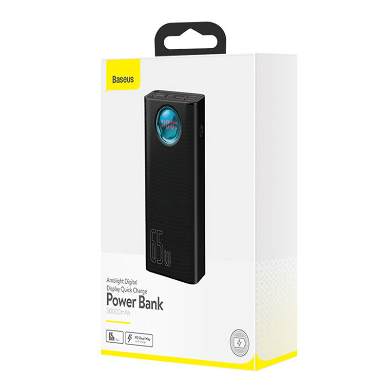 Powerbank Baseus Amblight 30000mAh, 4xUSB, USB-C, 65W (crna)