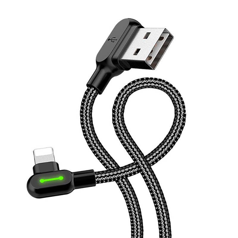 Kutni USB Lightning kabel Mcdodo CA-4674 LED, 0,5 m (crni)