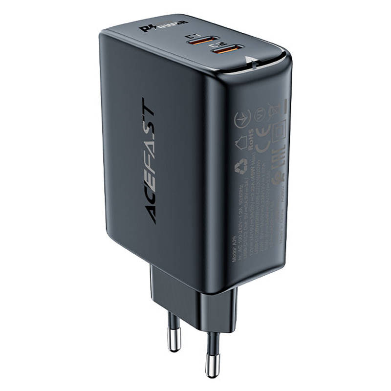 Zidni punjač Acefast A29 PD50W GAN 2x USB-C 50W (crni)