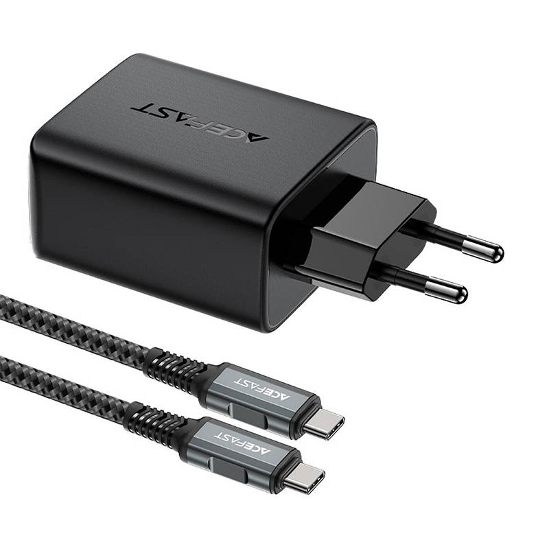 Zidni punjač Acefast A17, 65W GaN + kabel USB-C (crni)