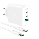 Zidni punjač Acefast A13 PD 65W, 2x USB-C + USB (bijeli)