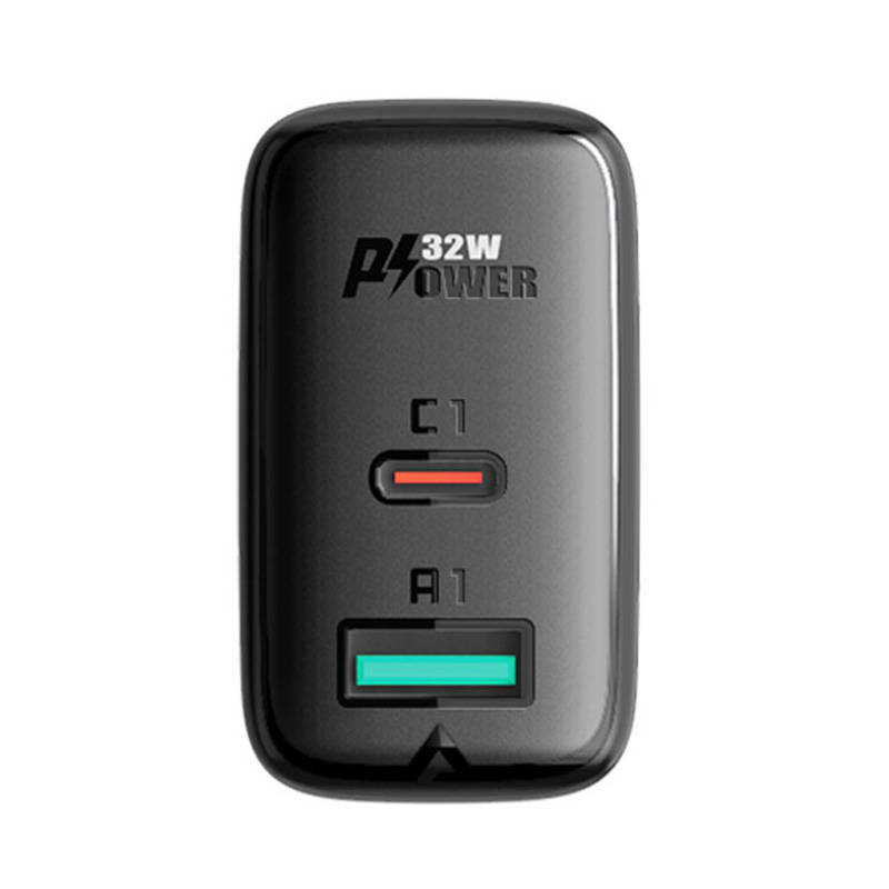 Zidni punjač Acefast A5 PD32W, USB + USB-C (crni)