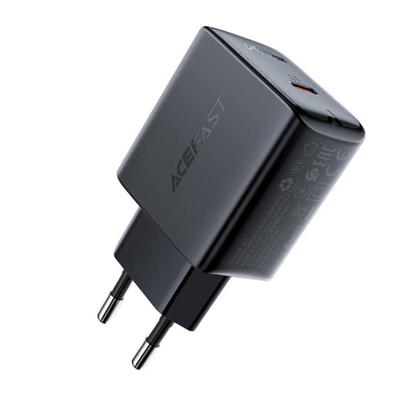 Zidni punjač Acefast A1 PD20W, 1x USB-C (crni)