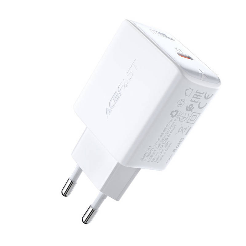 Zidni punjač Acefast A1 PD20W, 1x USB-C (bijeli)