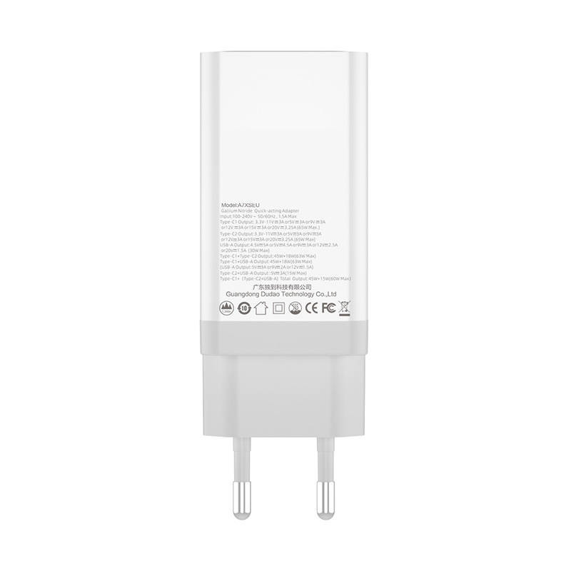 Punjač Dudao A7xsEU, GaN 65W, 2x USB-C + USB (bijeli)