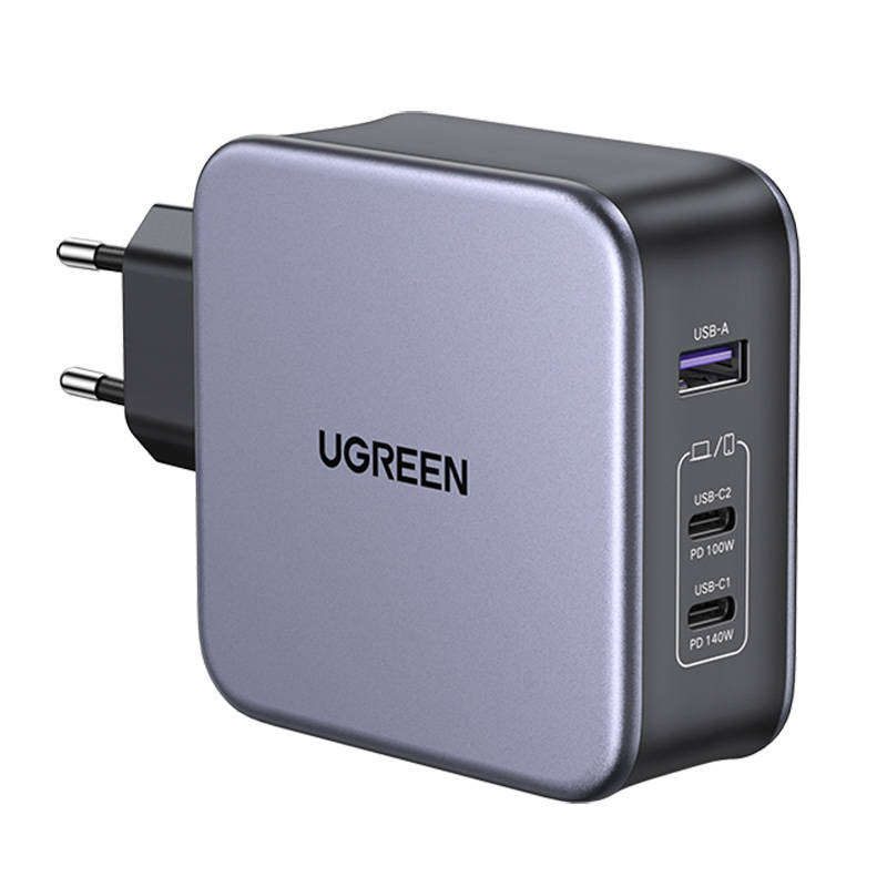 Punjač UGREEN CD289, 2x USB-C, 1x USB-A, GaN, 140W, 2m kabel (srebrni)