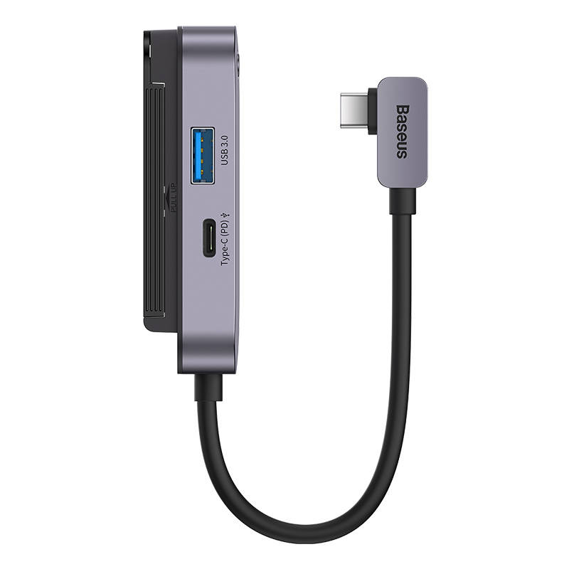 Hub 4u1 Baseus PadJoy Series USB-C na USB 3.0 + HDMI + USB-C PD + utičnica 3,5 mm (siva)