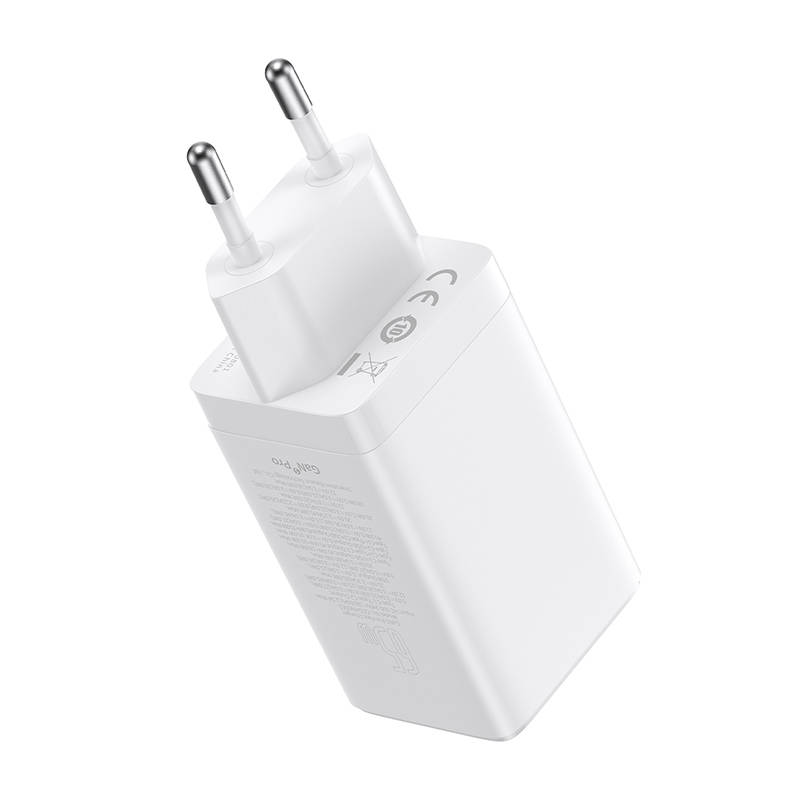 Zidni punjač Baseus GaN5 Pro 2xUSB-C + USB, 65W (bijeli)