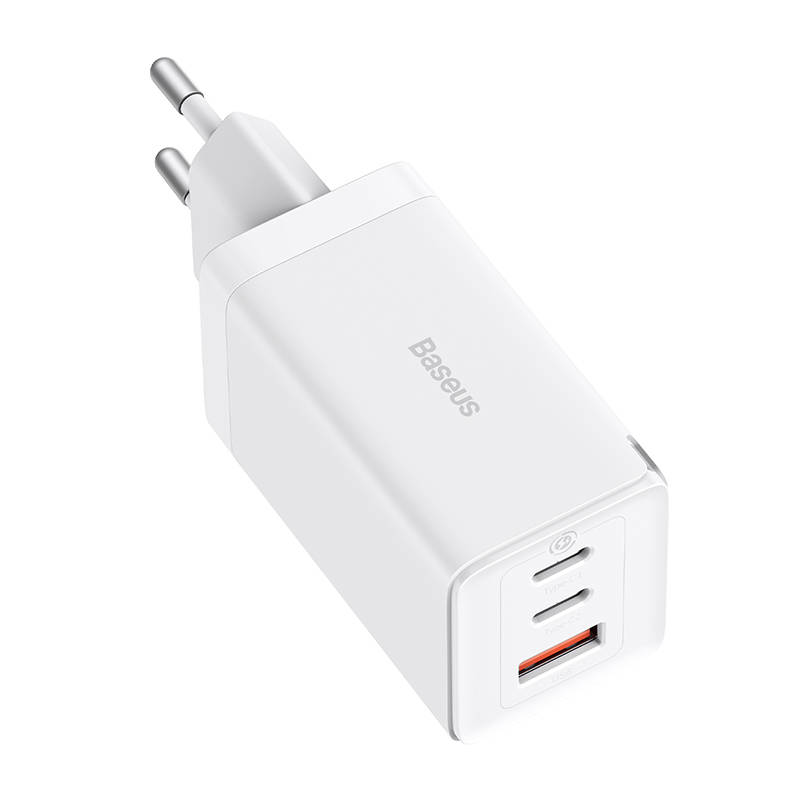 Zidni punjač Baseus GaN5 Pro 2xUSB-C + USB, 65W (bijeli)