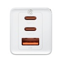 Zidni punjač Baseus GaN5 Pro 2xUSB-C + USB, 65W (bijeli)