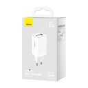 Zidni punjač Baseus GaN5 Pro 2xUSB-C + USB, 65W (bijeli)