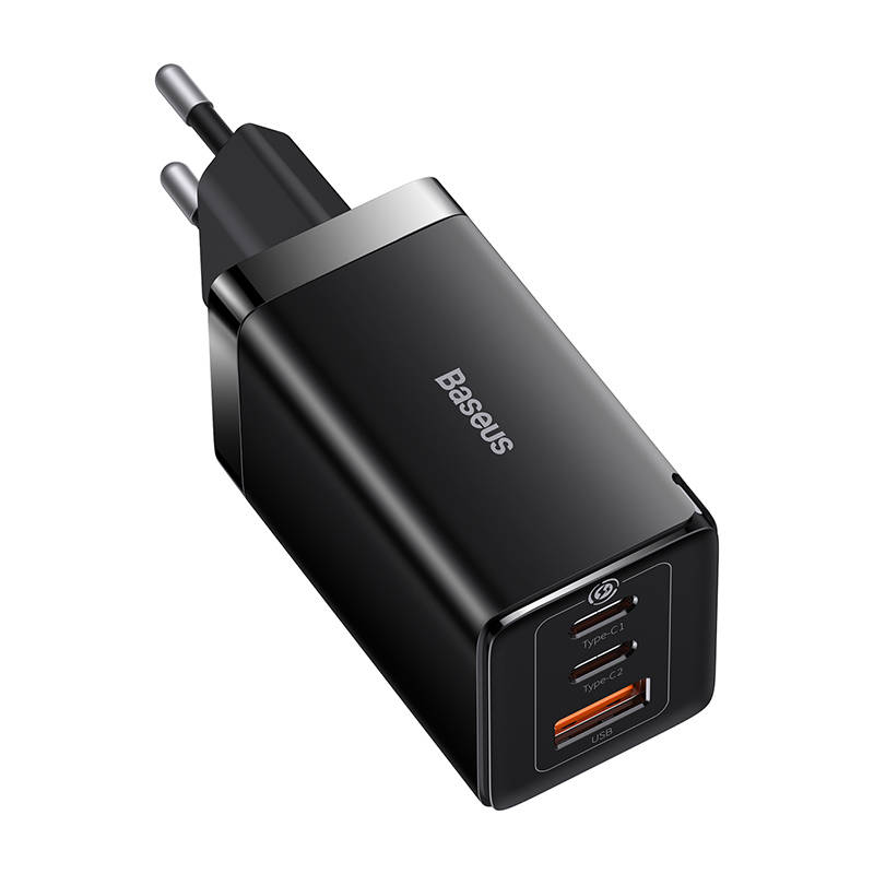 Zidni punjač Baseus GaN5 Pro 2xUSB-C + USB, 65W (crni)