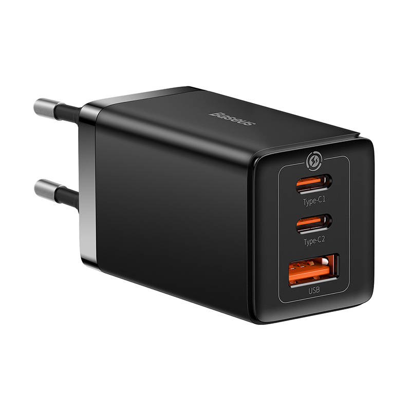 Zidni punjač Baseus GaN5 Pro 2xUSB-C + USB, 65W (crni)