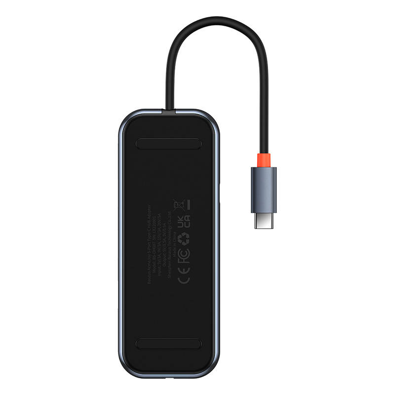 Hub 5u1 Baseus AcmeJoy serija USB-C na 2xUSB 3.0 + USB 2.0 + USB-C PD + RJ45 (tamno sivi)