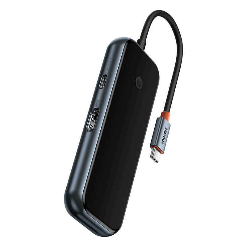 Hub 5u1 Baseus AcmeJoy serija USB-C na 2xUSB 3.0 + USB 2.0 + USB-C PD + HDMI (tamno sivi)