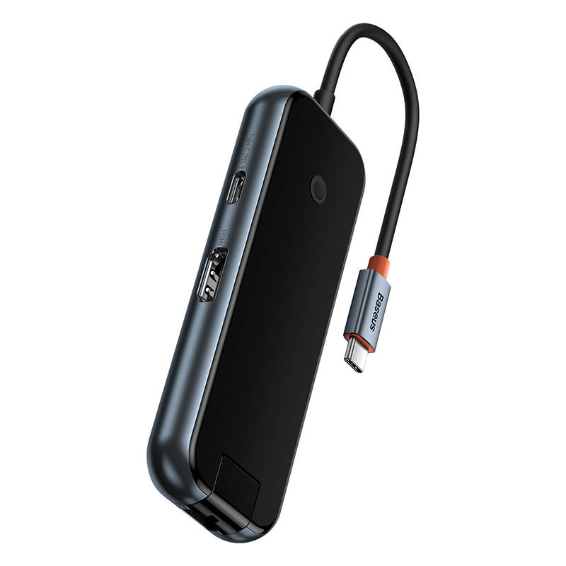 Hub 6u1 Baseus AcmeJoy serija USB-C na 2xUSB 3.0 + USB 2.0 + USB-C PD + HDMI + RJ45 (tamno sivi)