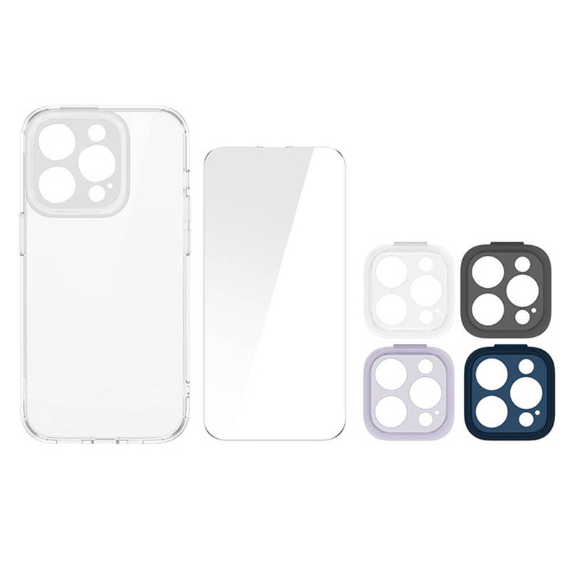 Baseus Illusion Transparent Case, okviri leća, set kaljenog stakla za iPhone 14 Pro