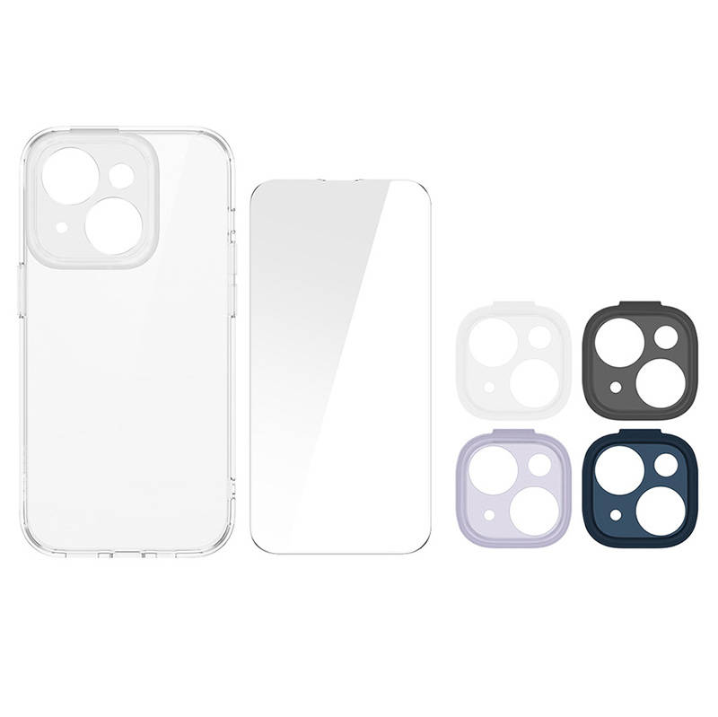 Baseus Illusion Transparent Case, okviri leća, set kaljenog stakla za iPhone 14 Plus