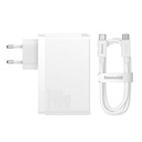 Zidni punjač Baseus GaN5 Pro 2xUSB-C + USB, 140W (bijeli)