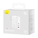 Zidni punjač Baseus GaN5 Pro 2xUSB-C + USB, 140W (bijeli)