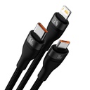 3u1 USB kabel Baseus Flash II Series, USB-C + micro USB + Lightning, 66W, 1,2 m (crni)