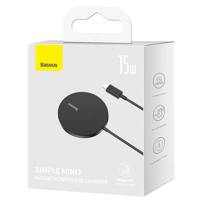 Magnetski bežični punjač Baseus Simple Mini3 15W (crni)