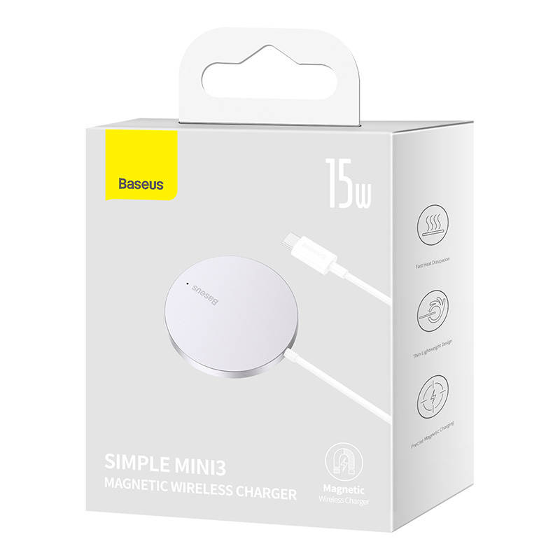 Magnetski bežični punjač Baseus Simple Mini3 15W (srebrni)