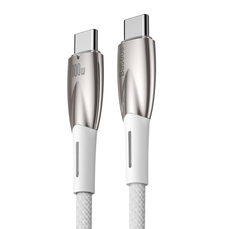 USB-C kabel za USB-C Baseus Glimmer Series, 100 W, 2 m (bijeli)