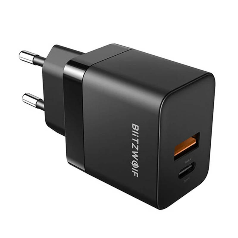 Zidni punjač Blitzwolf BW-S21 GaN 35W, USB + USB-C (crni)