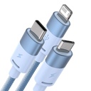 3u1 USB kabel Baseus StarSpeed ​​Series, USB-C + Micro + Lightning 3,5A, 1.2m (plavi)