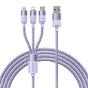 3u1 USB kabel Baseus StarSpeed ​​Series, USB-C + Micro + Lightning 3,5A, 1.2m (ljubičasti)