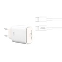 Zidni punjač XO L90B, USB-C, PD 20W + QC 3.0 18W (bijeli)