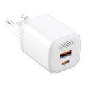 Zidni punjač XO L96, 1x USB, USB-C, 30W (bijeli)