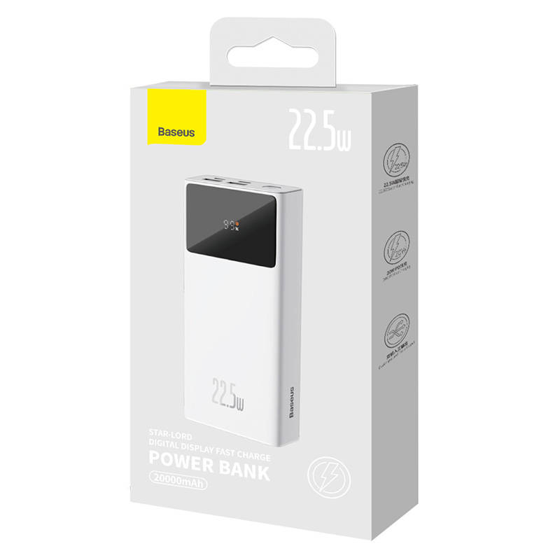 Powerbank Baseus Star-Lord 20000mAh, 2xUSB, USB-C, 22.5W (bijeli)