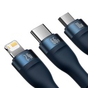 3u1 USB kabel Baseus USB 3u1 Baseus Flash Series, USB-C + Micro + Lightning 66W, 1,2 m (plavi)