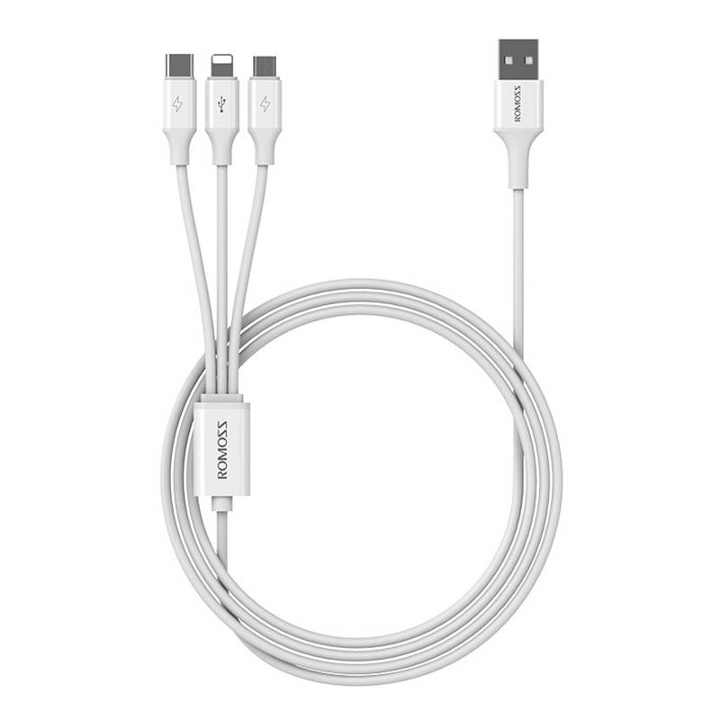 USB kabel Romoss CB251V 3u1 USB-C / Lightning / Micro 3.5A 1.2m (bijeli)