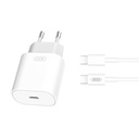 Zidni punjač s + USB-C kabelom XO L91EU 25W (bijeli)