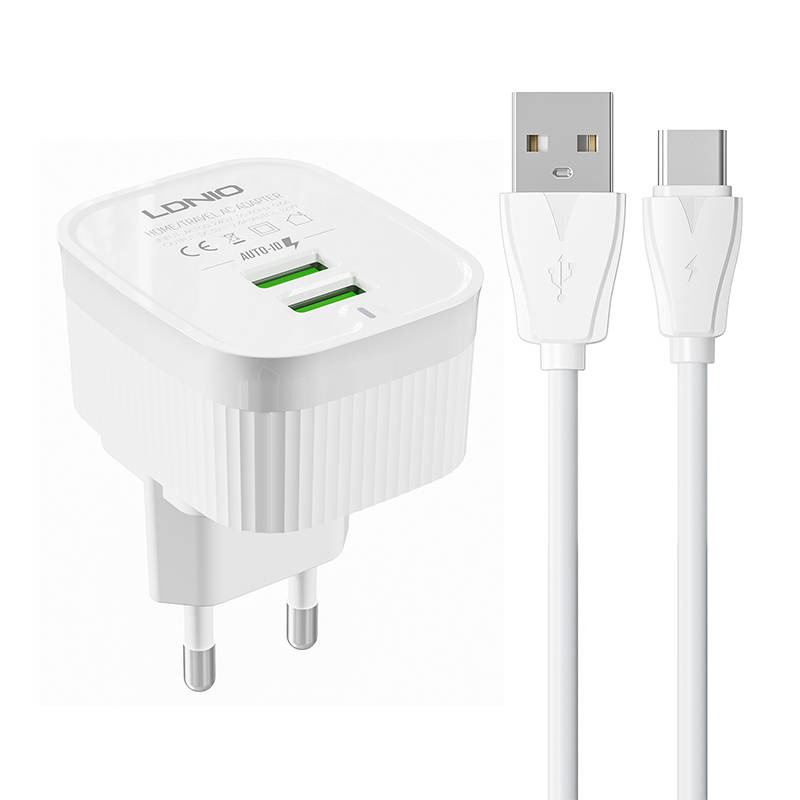 Zidni punjač LDNIO A201 2USB + USB-C kabel