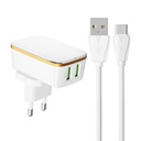 Zidni punjač LDNIO A2204 2USB + USB-C kabel