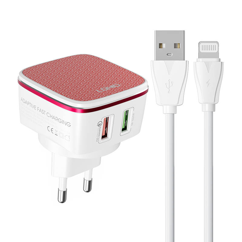 Zidni punjač LDNIO A2405Q 2USB + Lightning kabel