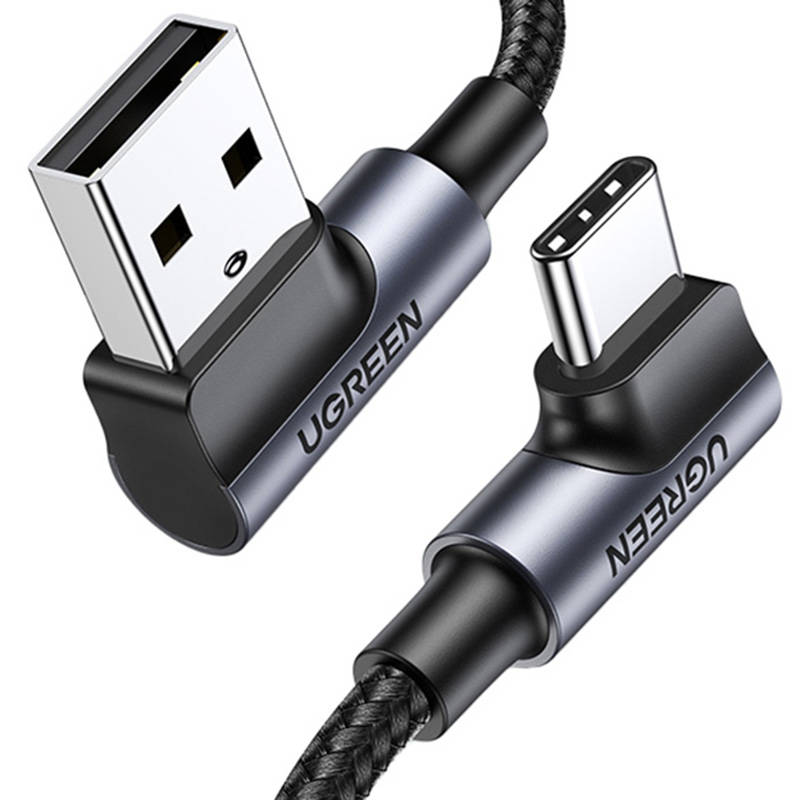 USB-C na USB-A 2.0 kutni kabel UGREEN US176, 3A, 3m (crni)