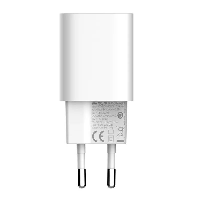 Zidni punjač LDNIO A2318M USB, USB-C + USB-C - Lightning Cable
