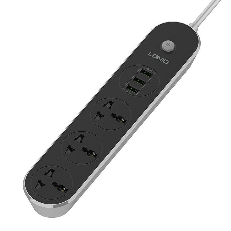 Razdjelnik s 3 AC utičnice, 3x USB, LDNIO SC3301, EU/US, 2500W (siva)