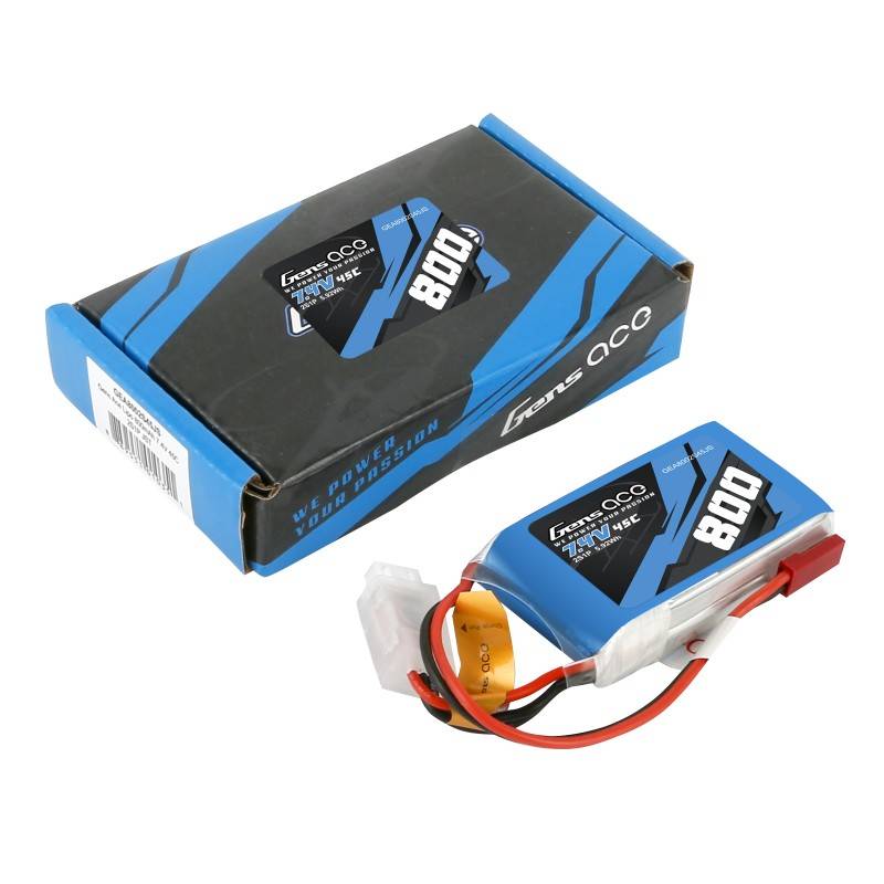 Baterija GensAce LiPo 800mAh 7.4V 45C 2S1P