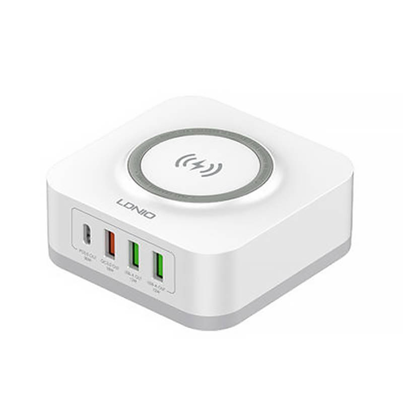 Bežični indukcijski punjač LDNIO AW004, 3x USB + USB-C, 32W (bijeli)